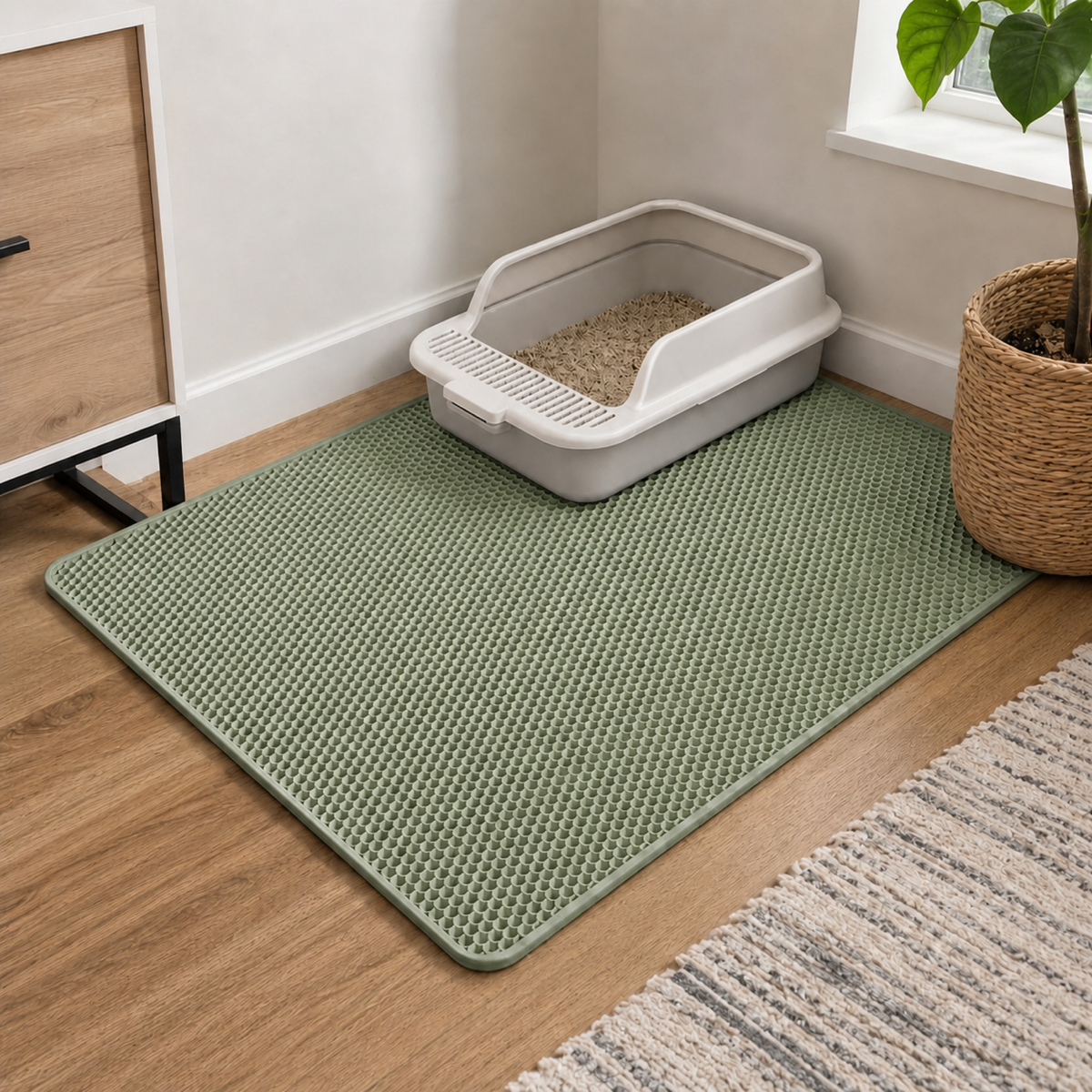 LingPets™ XL Double-Layer Honeycomb Cat Litter Mat | Waterproof Litter Trapping Design